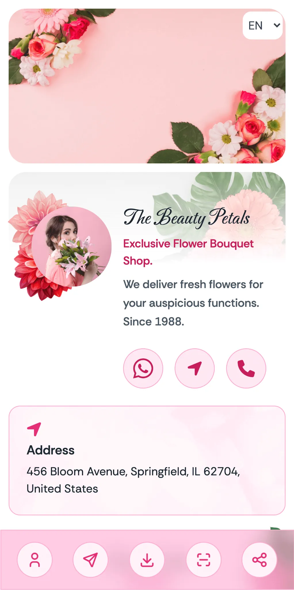 Flower bouquet website design