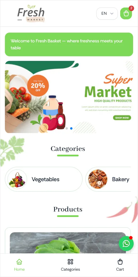 Grocery website design